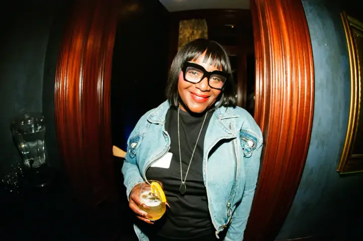 Guest with glasses enjoying a drink